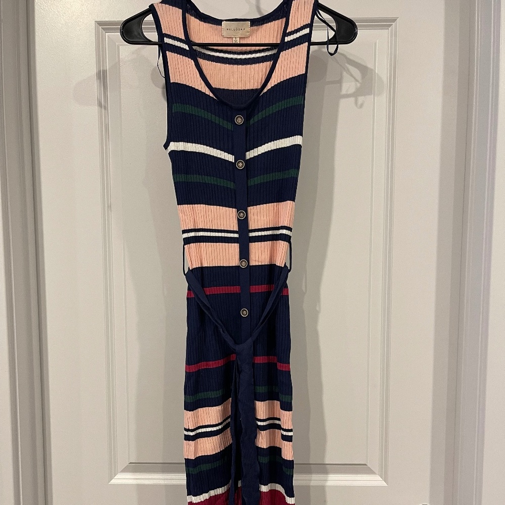 MELLODAY *tight fitted* Striped Midi Dress.  